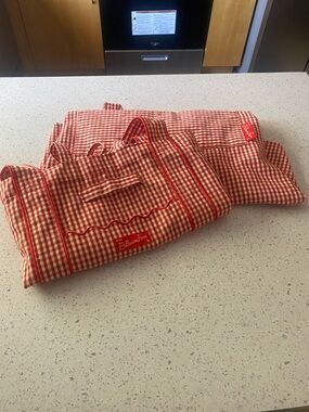 Ballerina Farms Red Gingham Apron with Scallop Trim and Tote! Bundle!